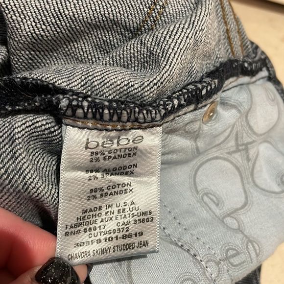 Bebe Chandra skinny studded jeans SZ 26 - Picture 6 of 8